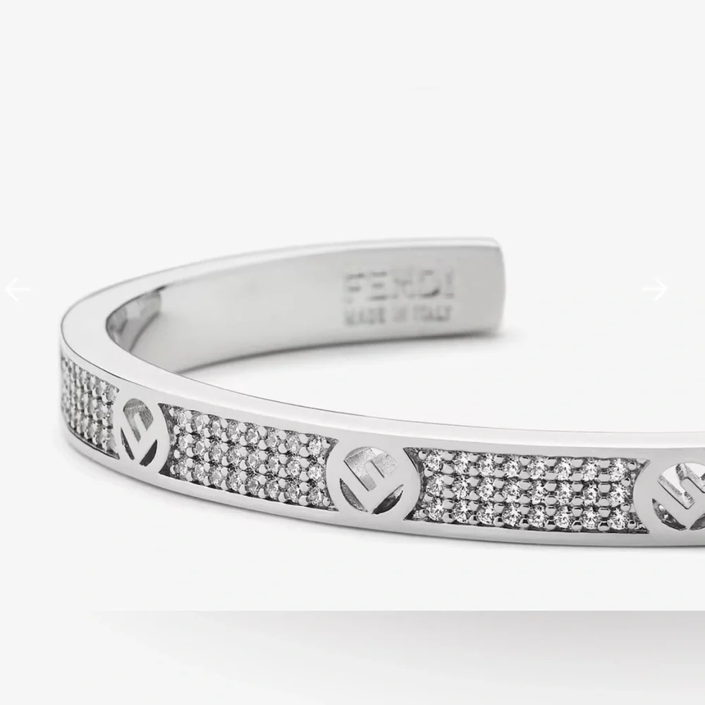 Fendi F is Fendi Bracelet with Silver and Crystal Embellishments New